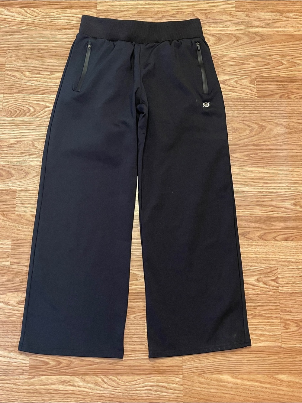 NWOT Born Black Ribbed-Waist Active Wide Leg Sweatpants Sz M